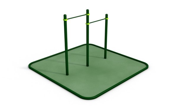 Parallel bars at sports ground for workout. 3D rendering.