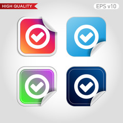 Obraz premium Colored icon or button of check symbol with shadow