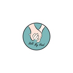 Hold My Hand Sticker Flat Cartoon. Isolated.