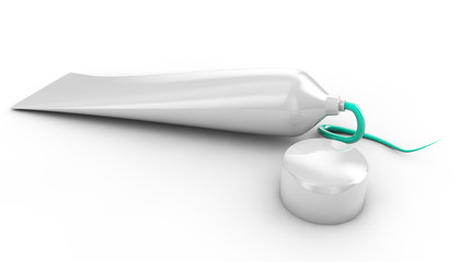 3d render of isolated generic toothpaste tube