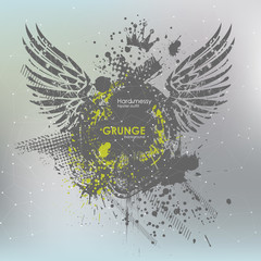 Poster Grunge background vector. Grunge print for t-shirt. Abstract dirt backgrounds texture. Grunge banner with an inky dribble strip with copy space. Vector illustration Blurry soft for party.