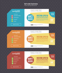 Horizontal three tariffs. Interface for the site. vector banner for web app. Pastel pricing table, banner, order, box, button, list and bullet with plan for website in flat design style