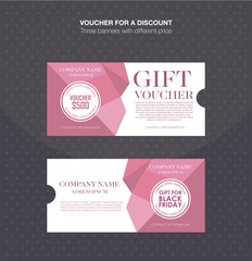 Fototapeta na wymiar Gift voucher template. Discount card, cash coupon, gift certificate. Vector illustration.