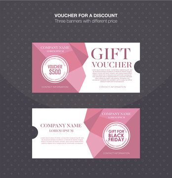 Gift voucher template. Discount card, cash coupon, gift certificate. Vector illustration.
