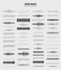 best set audio equalizer technology, pulse musical. Audio equalizer sound wave display horizontal. abstract isolated vector illustration - obrazy, fototapety, plakaty