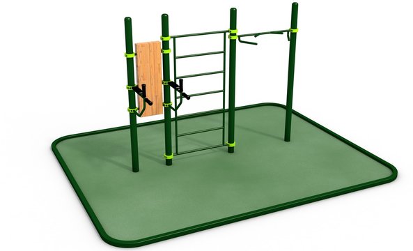 Parallel bars at sports ground for workout. 3D rendering.