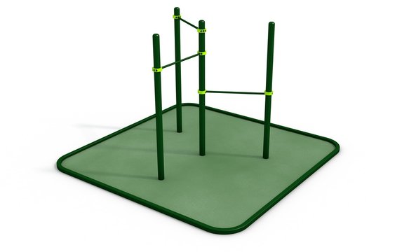Parallel bars at sports ground for workout. 3D rendering.