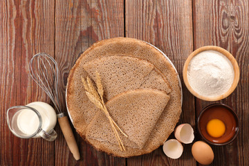 buckwheat crepe with ingredients - obrazy, fototapety, plakaty