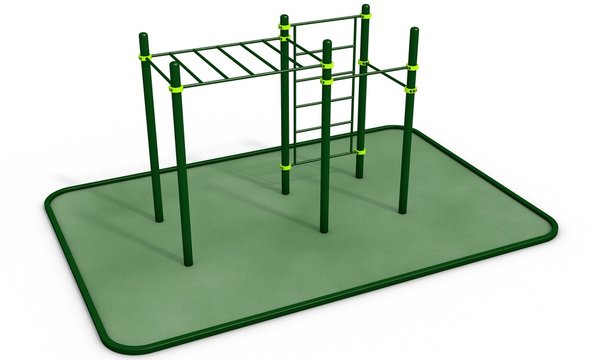 Parallel bars at sports ground for workout. 3D rendering.