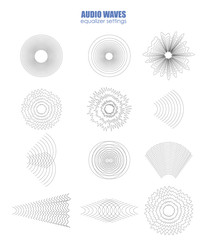 set audio equalizer technology, pulse musical. Audio equalizer sound wave display horizontal. abstract isolated vector illustration