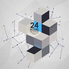 Geometric Polygonal Elements. Scientific Future Technology Concept. Template with Icons and Options. Infographic Elements. Design Layout for Business Cards, Websites, Presentations, Flyers and Posters