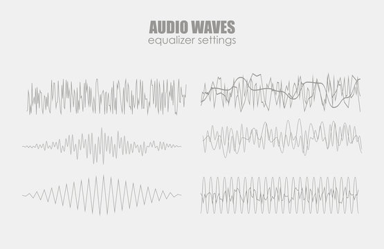 set audio equalizer technology, pulse musical. Audio equalizer sound wave display horizontal. abstract isolated vector illustration