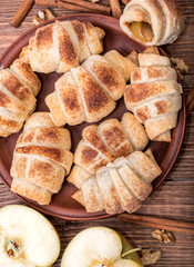 
Fresh homemade croissants with apple.
