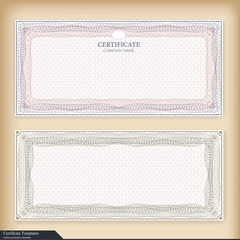 Vintage certificate template with watermark. Ornate gift certificate with watermark. Vintage style, design. Vector illustration. detailed vintage certificate template with guilloche border and seal