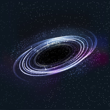 abstrsct space - a black hole. Cosmos Black hole in space. Stars and material falls into a black hole.