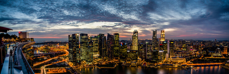 View from top of Marina Bay Sands on skyline of Singapore