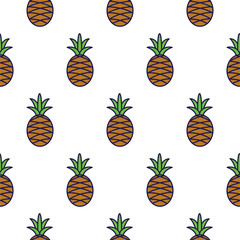Pineapple line icon seamless vector pattern.