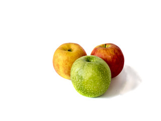  thee colorful apple ,isolated on white