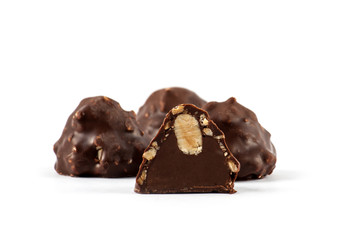 Chocolate candy on a white background