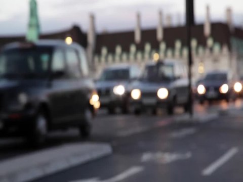 evening rush hour on Westminster bridge, London, UK - out of focus cars