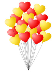 Bunch of red and yellow balloons