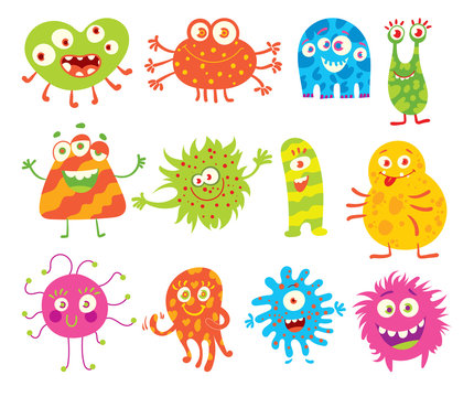 Set of funny little monsters