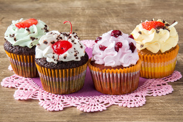 Four homemade cupcakes