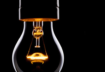 vintage incandescent light bulb for creativity concept with copy space