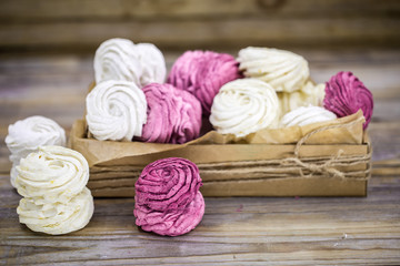 Fototapeta na wymiar Fruit marshmallows handmade in gift box