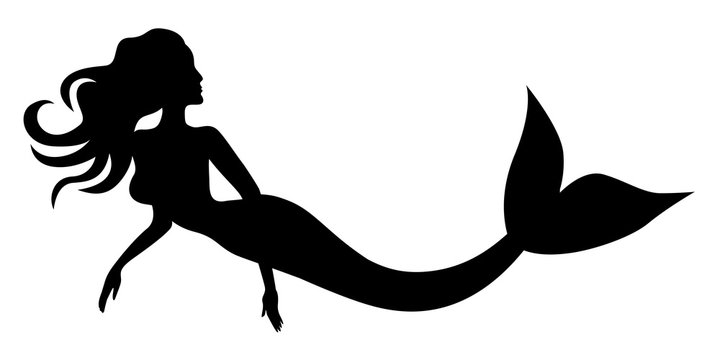 Silhouette of swimming mermaid