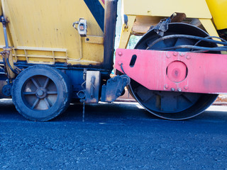 close up wheel of road roller