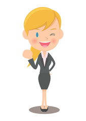 ガッツポーズの女性会社員