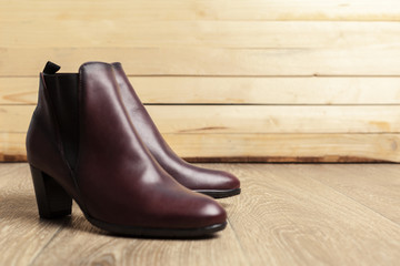 women shoes on wooden background