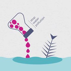 Water pollution vector concept