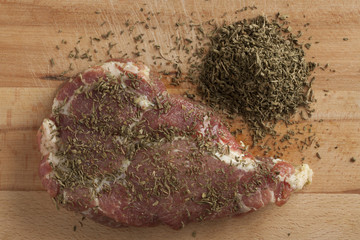 Marinated pork steak with herbs