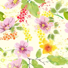 Foto op Canvas Watercolor Flower seamless © blina