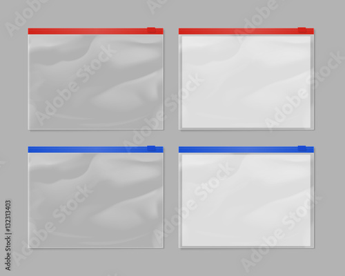 Download "Realistic plastic zipper bag mock up set isolated on grey ...