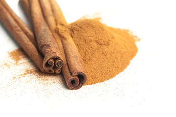 Cinnamon sticks  on white background