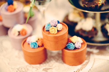 Gift box and ribbon for wedding and birthday, vintage