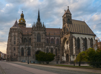 Fototapeta na wymiar Michael chapel and St. Elisabeth cathedral in Kosice, Slovakia