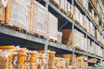 BANGKOK, THAILAND - DECEMBER 03, 2016 : Warehouse aisle in an IKEA store. Founded in 1943, IKEA is the world's largest furniture retailer.