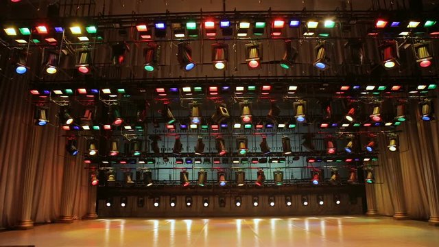 Lighting equipment on the stage of the theatre