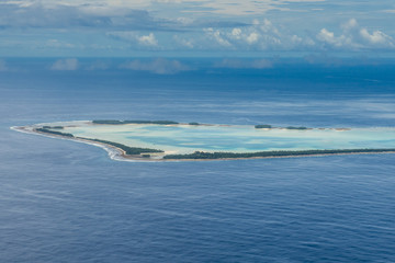 Aerial of the country of Tuvalu, South Pacific