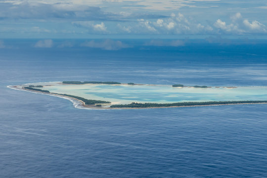 Aerial of the country of Tuvalu, South Pacific