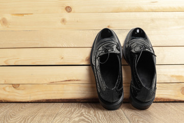 women shoes on wooden background