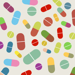 Various types of medications, pills, capsules.Vector