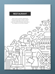 Restaurant - line design brochure poster template A4