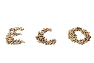 eco fonts written with wood pellets
