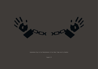 International Day for the Remembrance of the Slave Trade and Its Abolition vector. Hands in handcuffs. Important day
