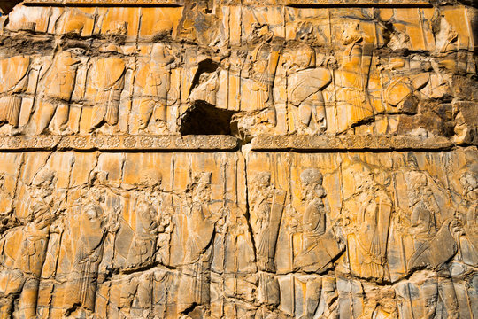 Detail from relief of 100 soldiers on a door jamb of the Palace of 100 Columns, Persepolis,UNESCO World Heritage Site, Iran